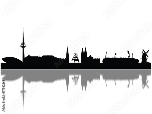 Detailed Bremen Monuments Skyline Silhouette
