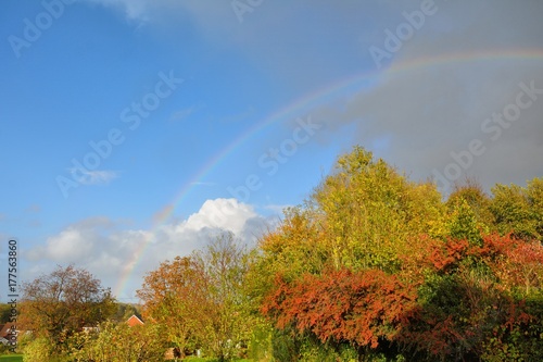 Fading rainbow during storm Brian over UK in October 2017