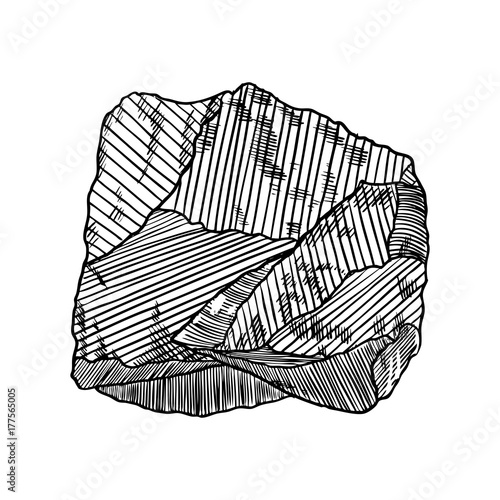 Stone and rock. Hand drawn natural stone or rock isolated. Vector.