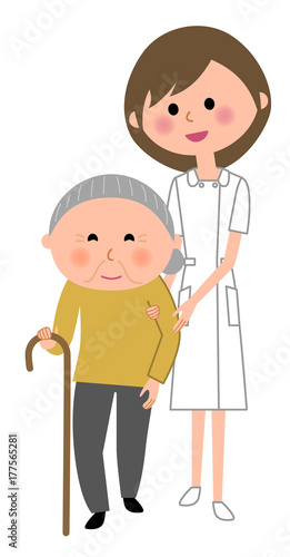 看護師　高齢者　歩行介助