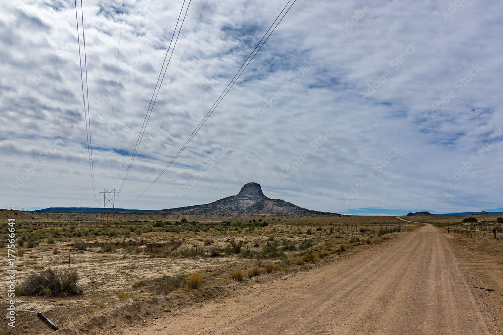 Power Lines and the Road with Cabezon Peak
