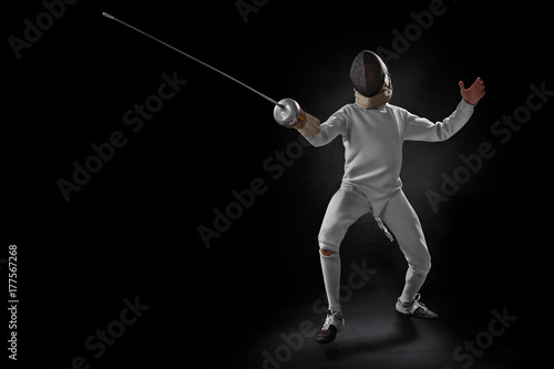 male fencer in action