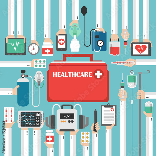  Healthcare flat concept design.Vector illustration