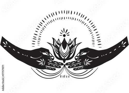 Two hands holding Lotus flower