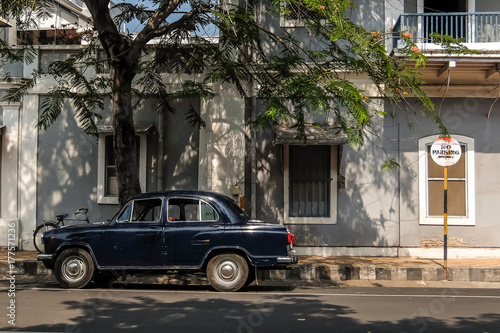 Car, parked on the street of Pondicherry, India