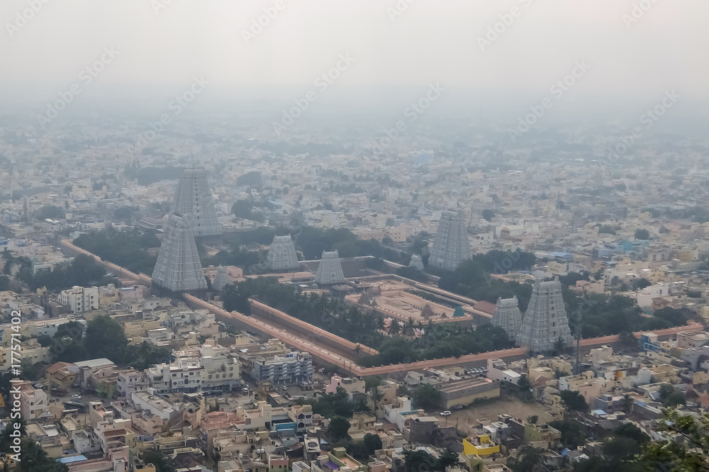 Aerial view of Annamalaiyar Temple, Tiruvannamalai, India