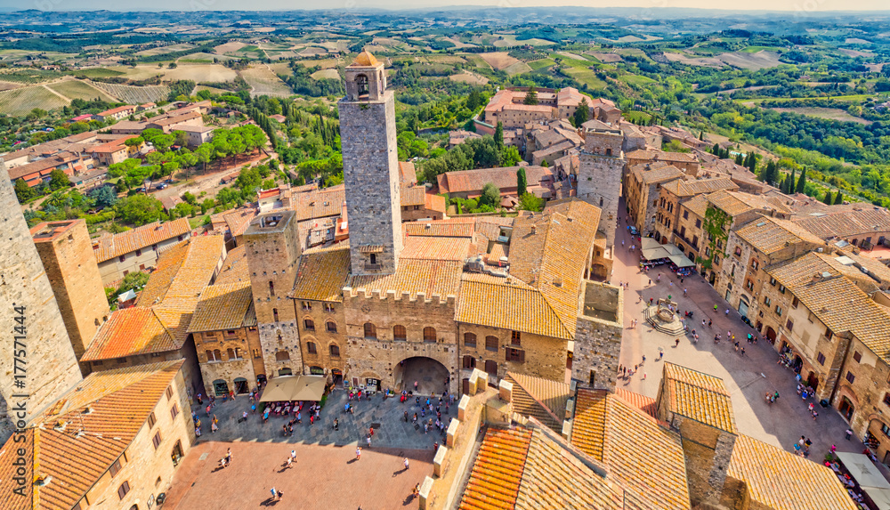 top view Tuscany San Gimignano