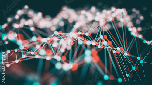Tableau sur toile Anaglyph stereoscopic wireframe of light 3d illustration