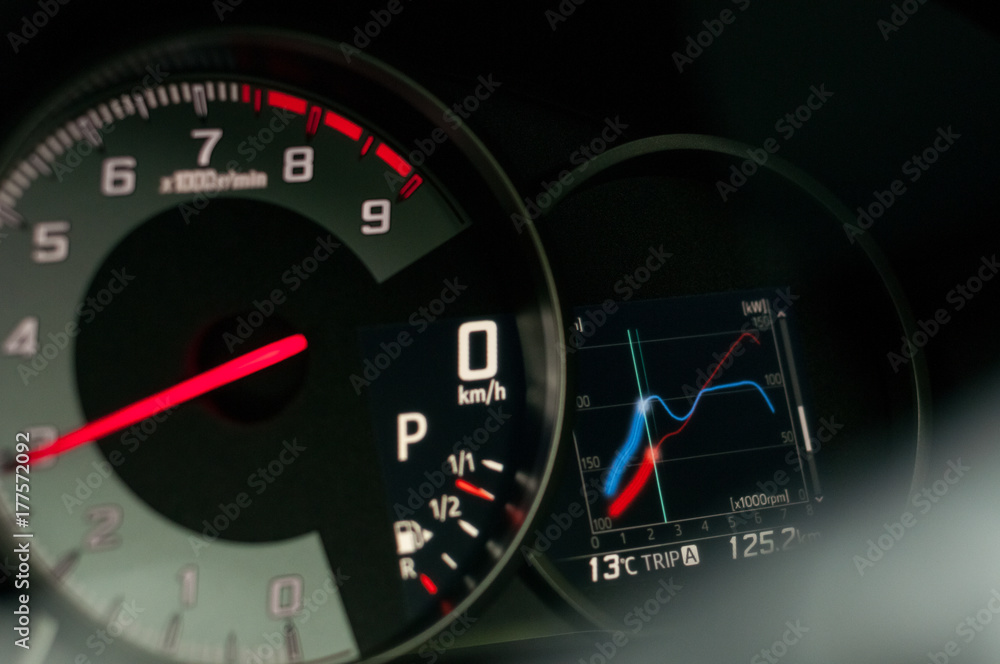 Fototapeta premium Tachometer and engine power diagram.