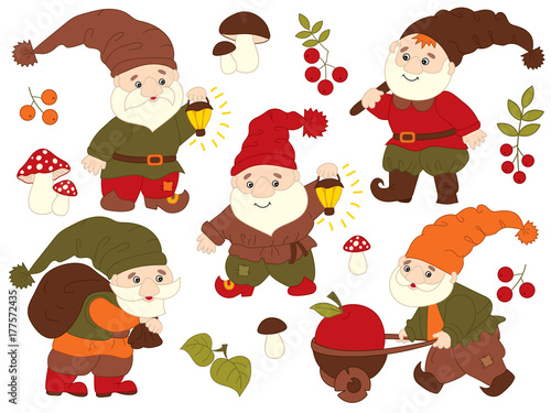 Vector Set of Cute Carton Gnomes