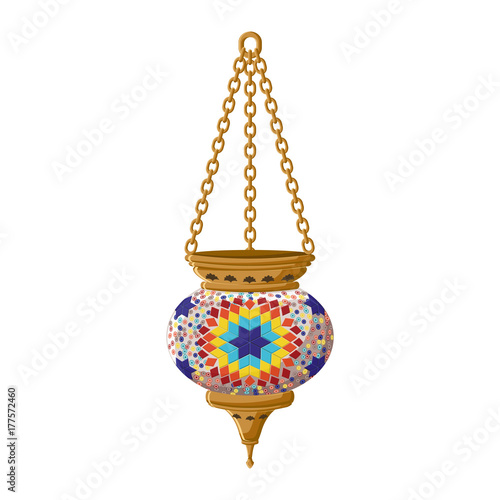 Turkish traditional ceramic lantern isolated on white background