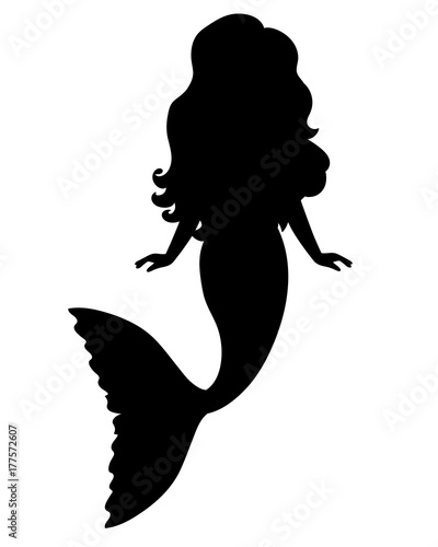 Vector Silhouette of Mermaid