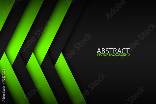 Abstract background with green and black layers above each other, modern design template for your business, vector illustration with oblique stripes and lines