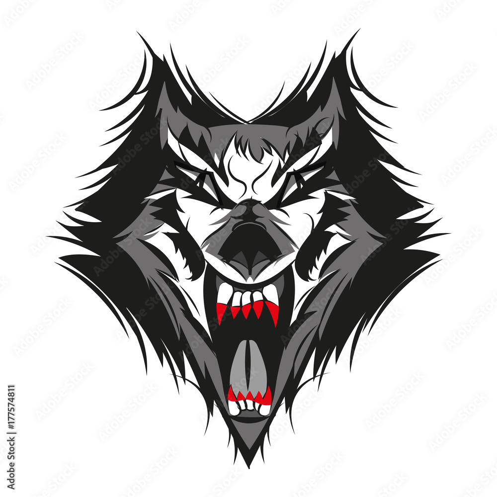 Fototapeta premium angry face of terrible wolf