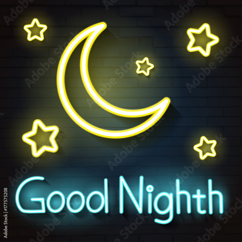 Night Moon neon sign.