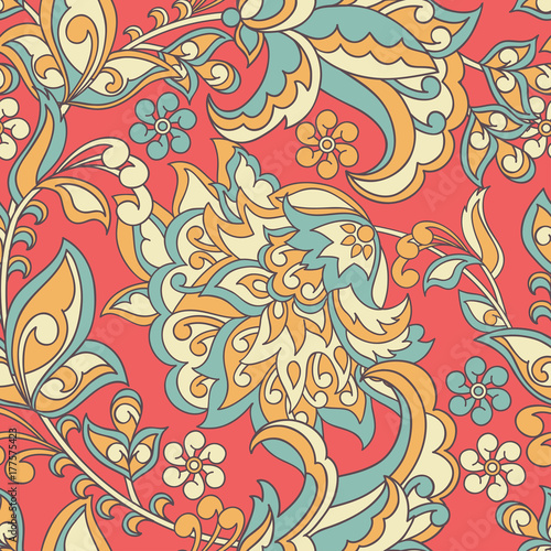 Seamless vintage baroque pattern. Vector floral background