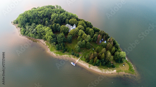 Aerial view of Slanica island on Orava dam, Slovakia photo
