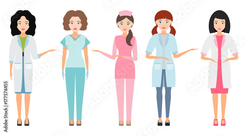 Nurse or female doctor, Medical workers isolated on a white background.