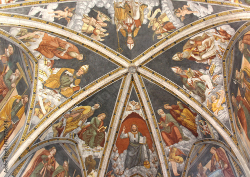 Fototapete chiesa di San Vigilio a Pinzolo; volta del presbiterio con San Vigilio, Cristo,
