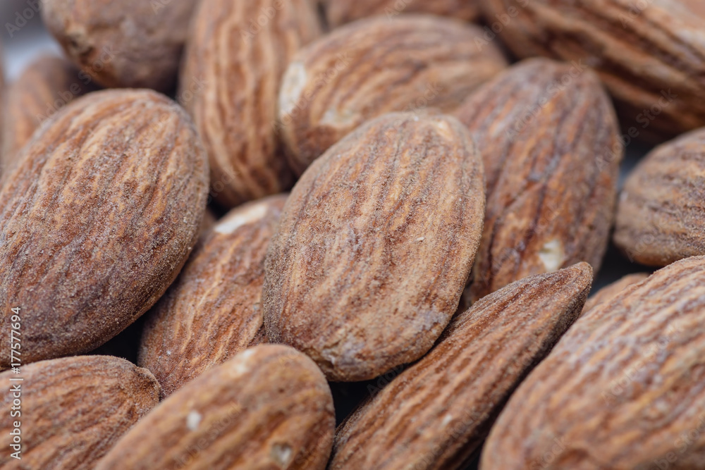 Pile of almonds macro