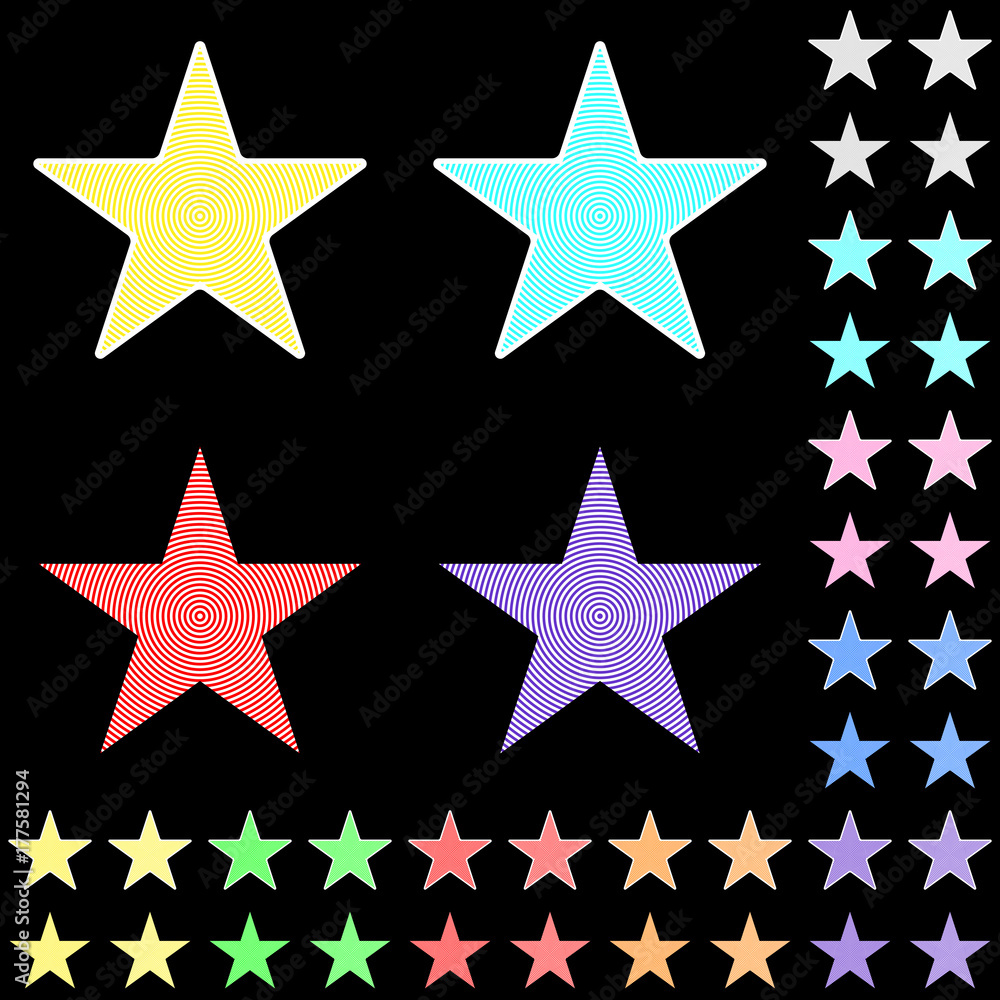 Obraz premium Star, white star collection with colored stripes leaving from the center