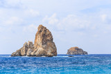 Seascape with rock islands in the water