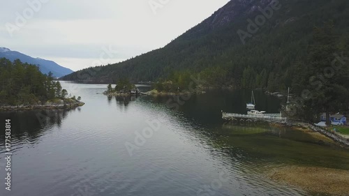Wallpaper Mural Aerial 4k drone view of a beautiful Pacific Ocean Inlet on the West Coast of Canada. Taken in Sunshine Coast, British Columbia, during a vibrant spring day. Torontodigital.ca