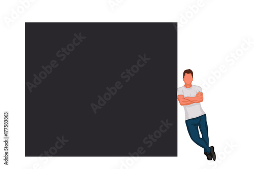 man leaned on board