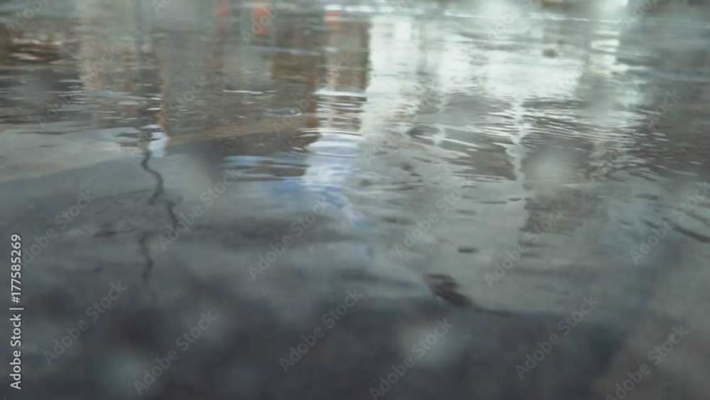 puddle on the asphalt during rain puddle on the asphalt during rain