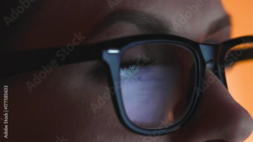 Wallpaper Mural Woman in glasses looking on the monitor and surfing Internet Torontodigital.ca