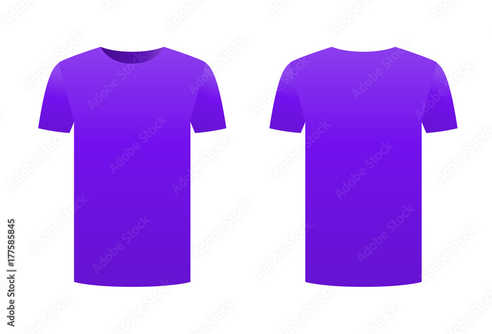 Violet purple t-shirt template shirt isolated on white background front ...