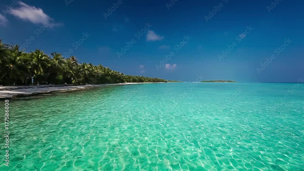 Clean turquoise lagoon on a tropical island with waves
Clean turquoise lagoon on a tropical island with waves