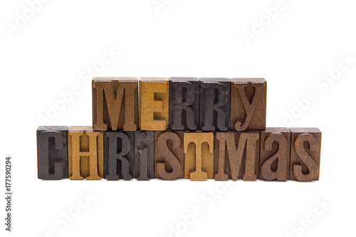 Merry Christmas Spelled in Type Set