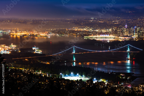 Nighttime View of Lions Gate Bridge from Cypress Mountain  © Derek
