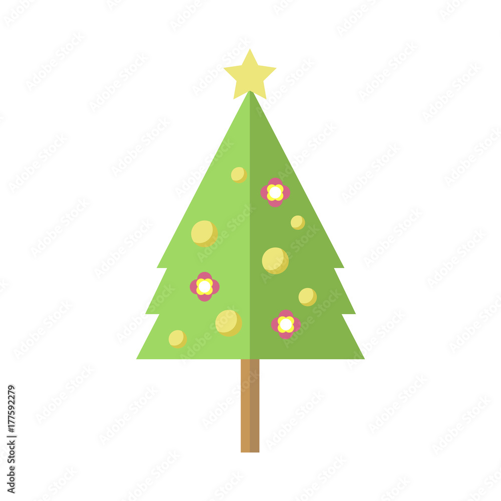 Tall Decorated Cartoon Christmas Pine Tree Tall Decorated Cartoon Christmas Pine Tree