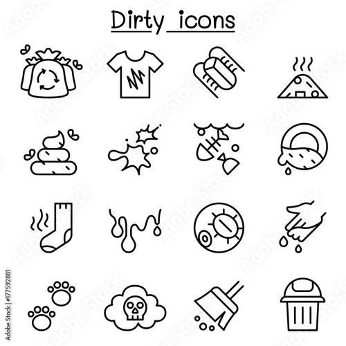 Dirty icon set in thin line style