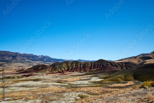 John Day Painted Hills in Oregon with Blue Sky