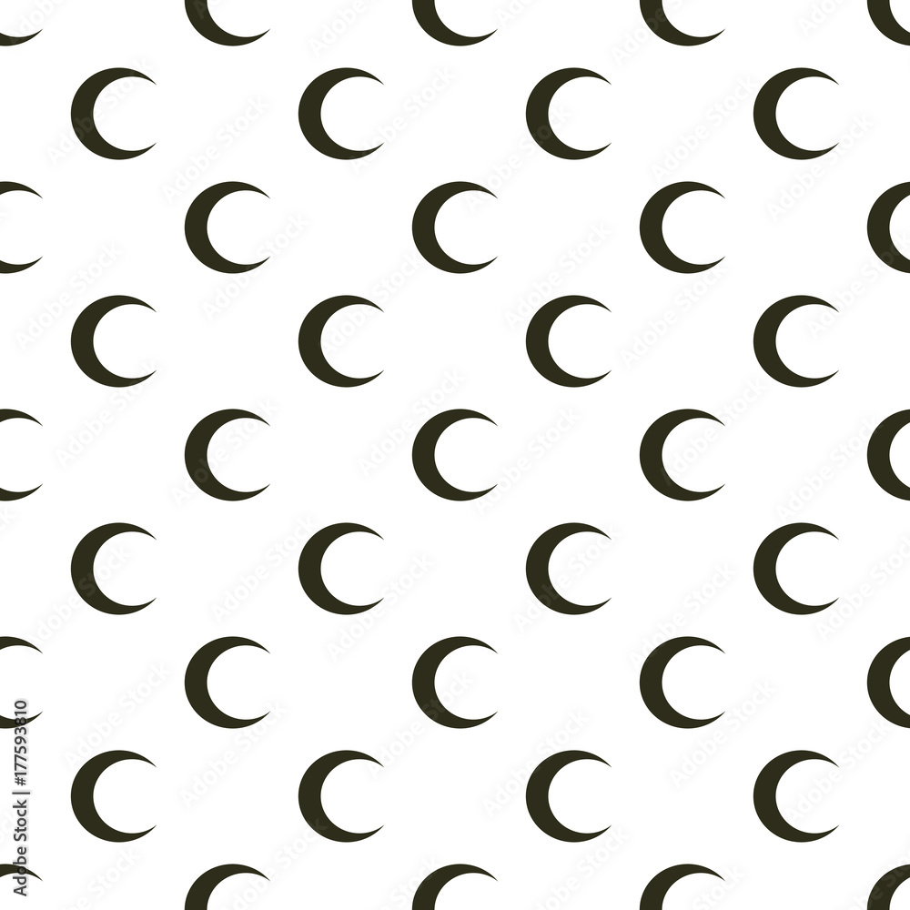 Moon geometric seamless pattern. Nature flat icon symbol in black color on white background. Moon geometric seamless pattern. Nature flat icon symbol in black color on white background.