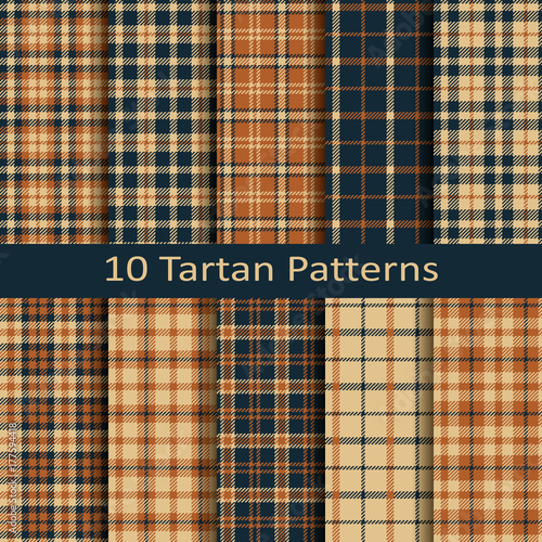 set of ten seamless vector square colorful scottish tartan patterns.design for covers, textile, packaging, christmas