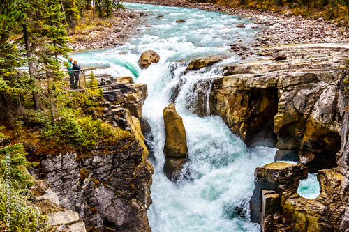 Sunwapta Falls in Jasper National Park in the Canadian Rockies photo