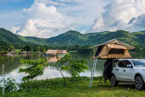 (Ang Kep Nam Khao Wong) an old traditional house in the lake of khao wong, Suphanburi, Thailand