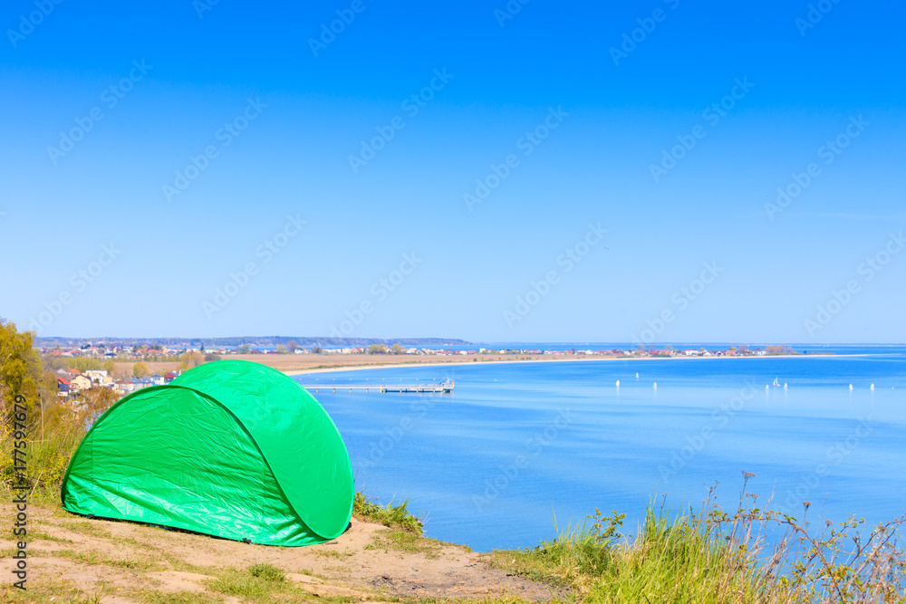 Tourist tent in nature area.