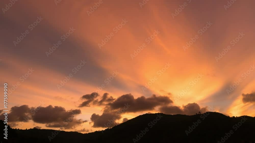 4K Timelapse of dramatic colorful sky and clouds moving over mountain in phuket thailand 4K Timelapse of dramatic colorful sky and clouds moving over mountain in phuket thailand