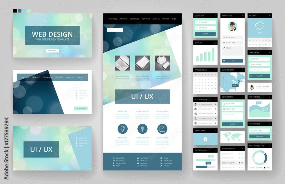 Website design template and interface elements Website design template and interface elements