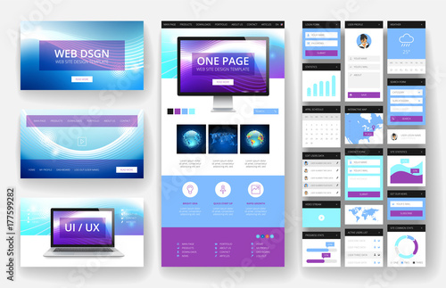 Website design template and interface elements