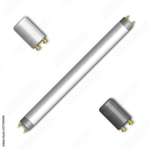 Fluorescent lamp with a starter, vector illustration.