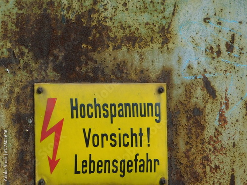 Warning sign in Germany language