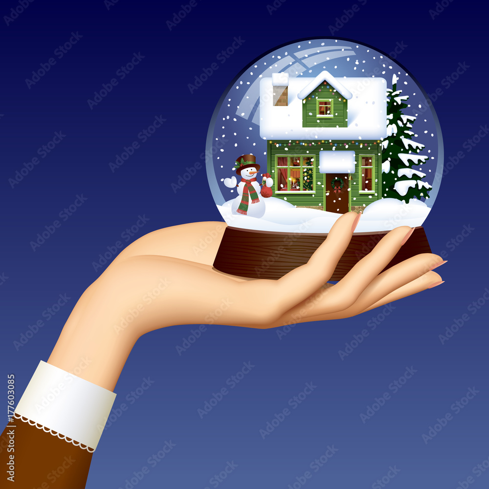 Snow Hand Vector Hand Holding Snow Globe
