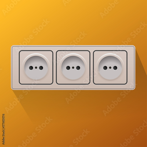 three  power socket on wall design background eps 10