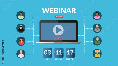 Webinar, internet conference, blue design concept banner eps 10 vector